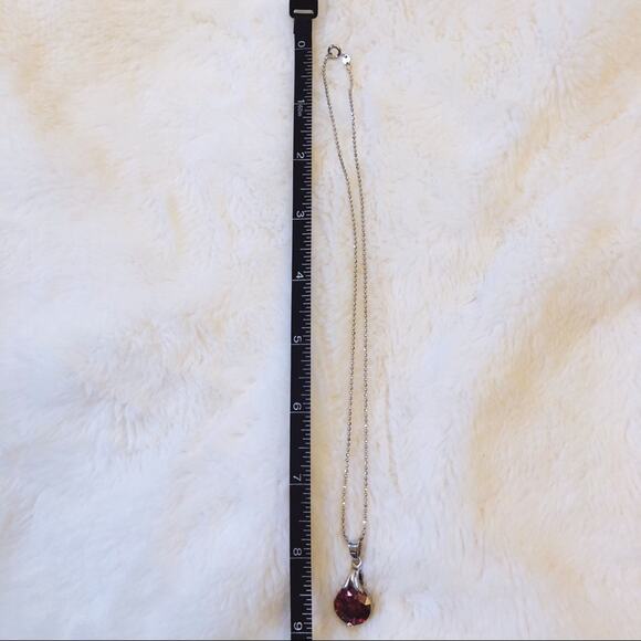Silver Red Crystal Necklace - Picture 6 of 8